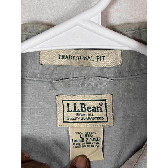 L.L.Bean Mens Traditional Fit Gray Button-Up Shirt Size L -REG100% Cotton - Picture 4 of 10